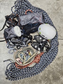 Climbing Rescue Gear Lot Arcteryx Petzl Helmet Rope Pulley Rope Wrench Harness