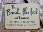 VINTAGE BEVERLY HILLS HOTEL PORCELAIN SIGN OLD SUNSET BOULEVARD CALIFORNIA MOTEL