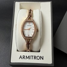 Armitron Women's 75/5902RG Crystal Accented Rose Gold Watch New Battery