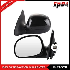 Pair Power Side View Door Mirrors Manual Fold For 97-04 Ford F-150 Black