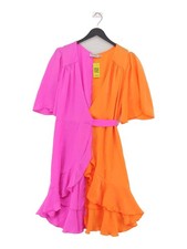 Flounce Wrap Midi Dress UK16 in Orange