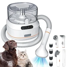 Pupihom Pet Hair Vacuum, Dog Grooming Kit for Shedding Pets, Hair Trimmer 1.5L
