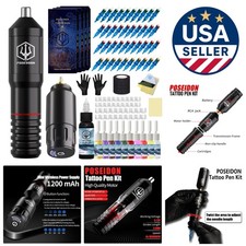 POSEIDON Wireless Tattoo Pen Kit: Complete Kit with 40 Needles  Ink Supplies