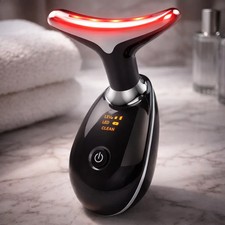 7-in-1 Deplux Facial Neck Massager for Skin Care at Home - Glossy Black NEW 2026