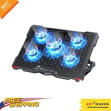 5-Fan Laptop Cooling Base up to 17.3", Adjustable Ergonomic Design