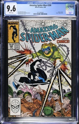 AMAZING SPIDER-MAN #299 CGC 9.6 White Pgs 1st Venom Cameo Todd McFarlane 1988