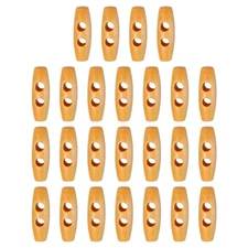 25pcs Wooden Toggle Buttons 30mm Double Hole Olive Sewing Button, Beige