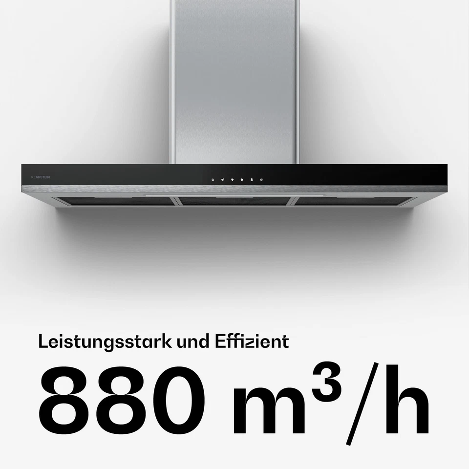 Verosteel Dunstabzugshaube 90 cm Wandhaube energieeffizient A++ leise Touch LED - Bild 4 von 4