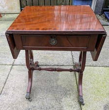 VINTAGE REPRO REGENCY STYLE DROP LEAF OCCASIONAL SIDE TABLE SINGLE DRAWER