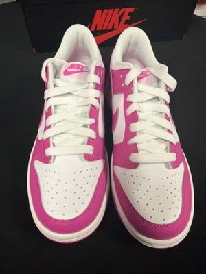 Nike Dunk Low (GS) Shoes White Pink Laser Fuchsia FB9109-102 Size 5Y, NEW