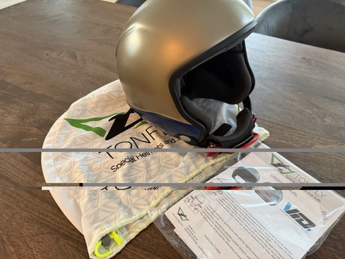 Tonfly Skydiving Helmet, Custom, Pre-Owned Excellent, Metallic Beige/Navy