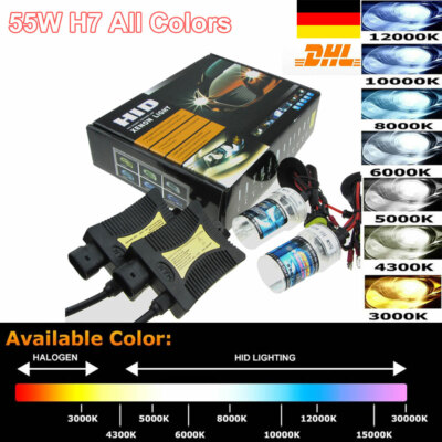 55W H7 Xenon HID Set Umrüstung Nachrüstung Komplett Set Brenner+Steuergeräte 12V