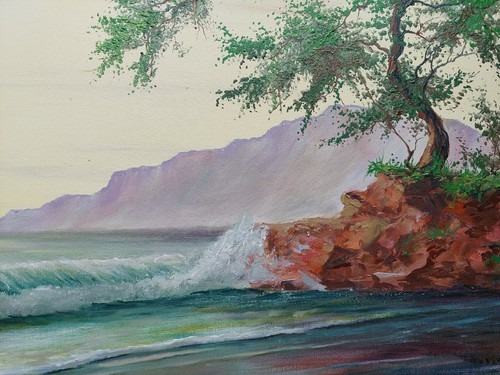 Large original seascape oil painting, Old Wooden sailing ship on the waves art - Picture 5 of 11