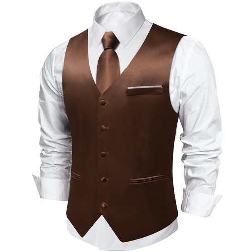 4Pcs Men's Champagne Suit Vest with 8cm Neck for Wedding Prom Groom Waistcoat - Picture 51 of 52