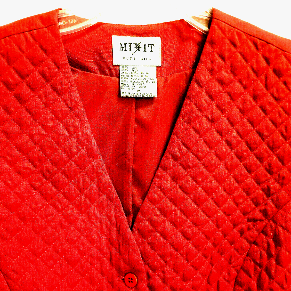 Mixit Red Pure Silk Quilted Career Fitted Vest Size 12 Lined