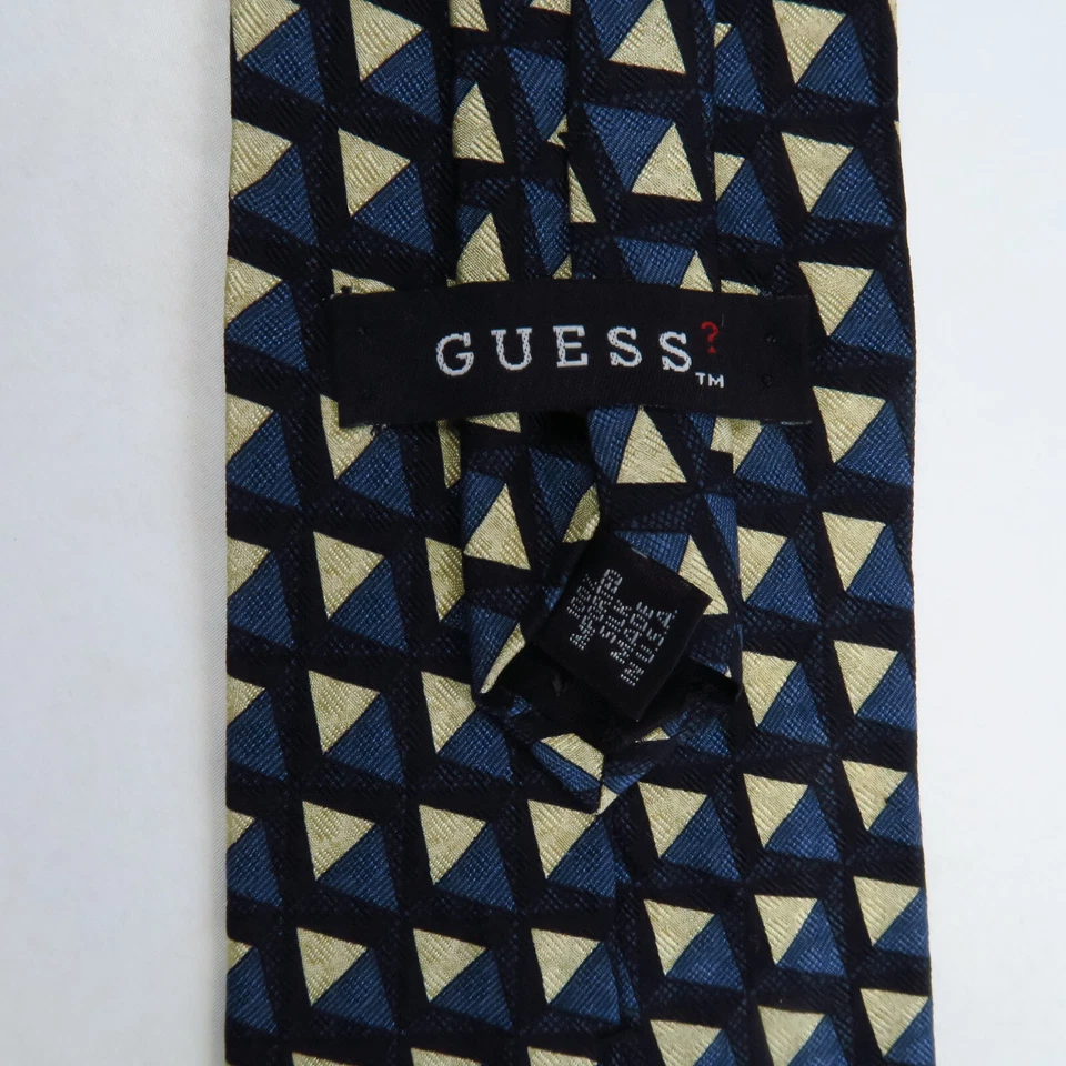 Corbata de cuello Guess para hombre azul negro blanco patrón geométrico 100 % seda EE. UU. 56x3,75 Foto 3 de 4