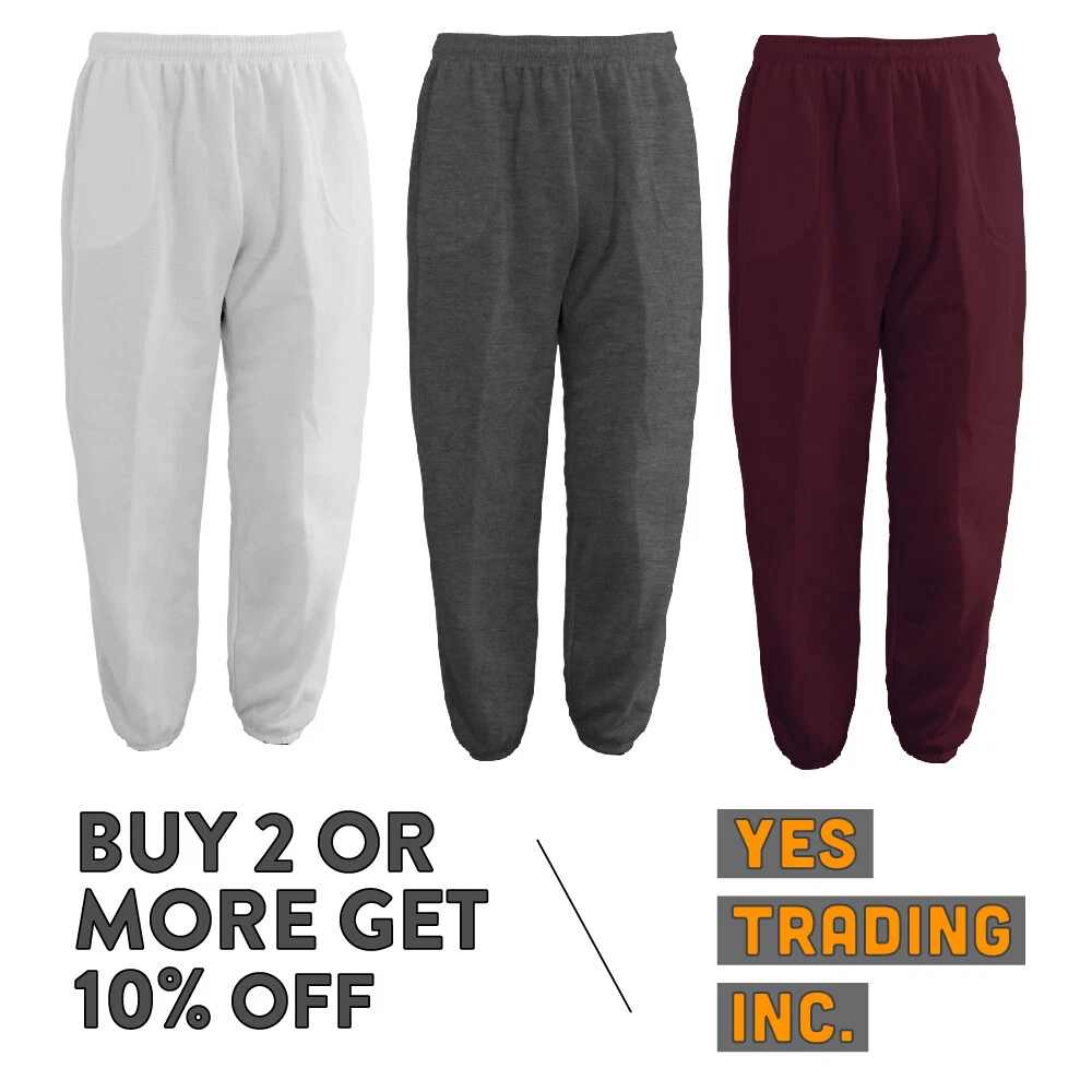 MENS WOMENS UNISEX PLAIN SWEATPANTS 3 POCKET CASUAL JOGGERS FLEECE PANTS  GYM