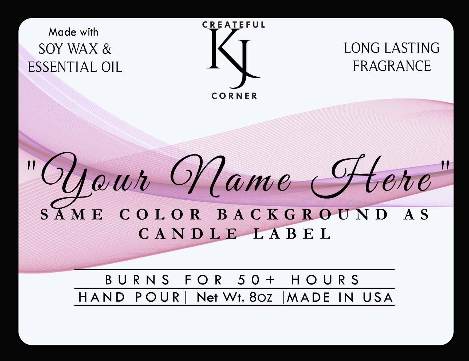 Lavender Soy Wax Candle - Hand Poured with Essential Oil (Customized Labels)
