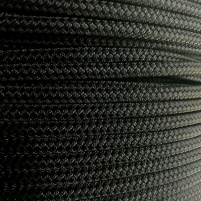 1/4 x 1100 ft Premium Double Braid- Yacht braid Rope Spool. Black.
