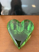 Fire & Light Recycled Glass Celery Green Paperweight Signed EUC
