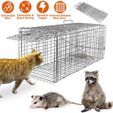 Cat Fox Trap Cage Catch Release Live Animal Rodent Cage Collapsible Trap Cage