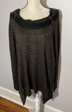 Nine West black sweater glitter tunic Large NWT