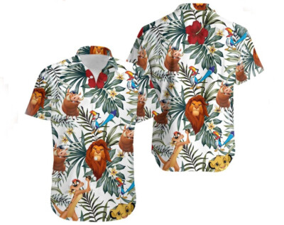 Love The Lion King Cartoon Tropical Leaves Aloha Summer Vibes Hawaiian Shirt