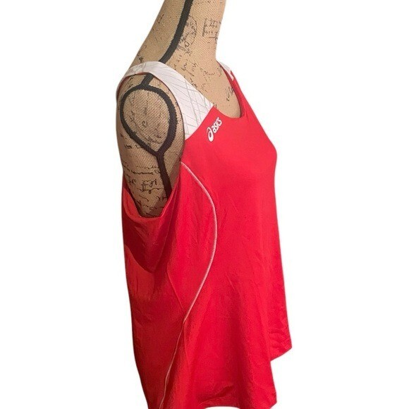 ASICS Red Tank Top with White Logo and Moisture-Wicking Fabric thumbnail 3