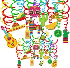 30PCS Mexican Fiesta Party Decorations Mexican Floral Hanging Swirls Fiesta ...
