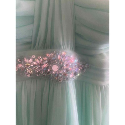 Mint green Grecian gown with gem detailing at waist