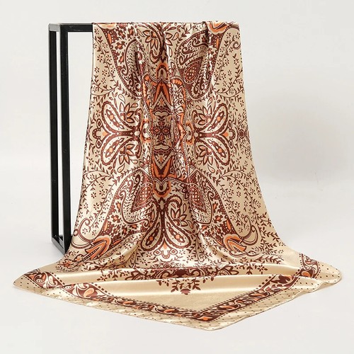 Sciarpa quadrata scialle seta per donna stampa foulard raso fasce capelli hijab donna - Foto 3 di 78