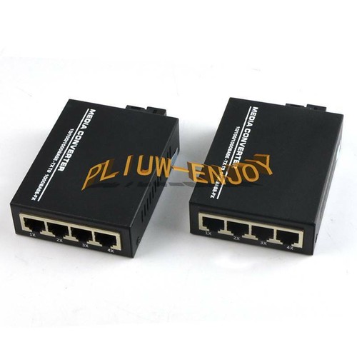 1 Pair 10/100/1000Mbps Fiber Optic Ethernet Media Converter Gigabit 4 RJ45 1 SC - Picture 4 of 5
