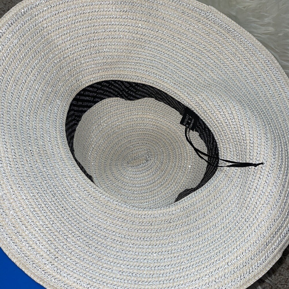 August Hats company straw Hat with silver metallic leather belt large summer‎ August hat company straw hat with silver belt large | eBay main image 3