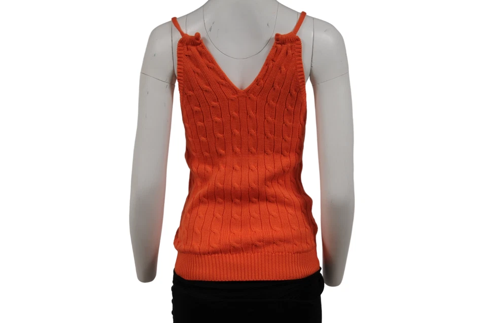 Top Ralph Lauren Mujer Tejido con Cable Correa de Espagueti Talla Mediana Naranja Algodón Foto 2 de 4
