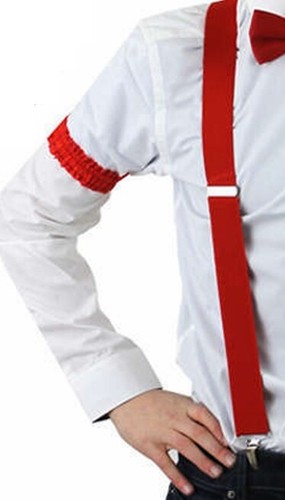 Red Black Arm Bands Garters Braces Mens Barber Shop Quartet 1920s Fancy Dress  - Picture 3 of 4