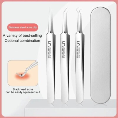 Acne Needle Blackhead Remover Pimple Blemish Comedone Extractor Tweezer Tool Kit