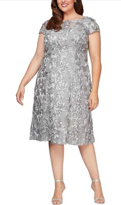 chinese dress ladies Alex Evenings Plus Bella Sequin Lace Dress Deep Plum / 14W main image 0