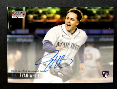 2021 Topps Stadium Club Chrome - Evan White #SCCAV-EW Mariners - RC AUTO RED /5