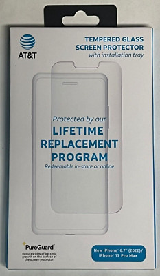 AT&T PureGuard Tempered Glass Screen Protector - iPhone 14 Plus/13 Pro Max