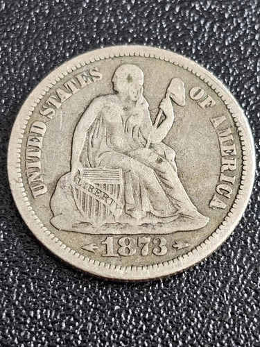 1873 Seated Liberty Dime 10c With Arrows Solid VF+