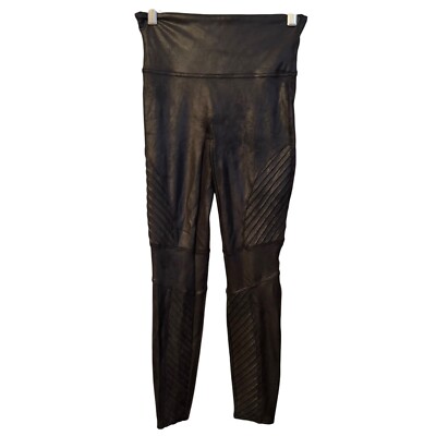 Spanx Black Faux Leather  Leggings size PM women legging