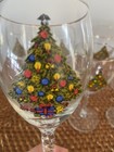 CHRISTMAS TREE  STEMMED WINE GLASSES - SET OF SEVEN GLASSES -EUC — photo 5