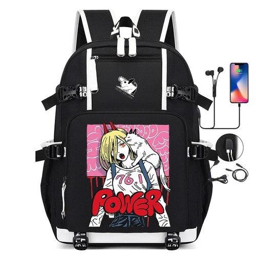 Mochila USB de hombro con motosierra de anime para hombre Power Denji Pochita Mochila - Imagen 20 de 45