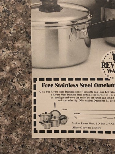 PRINT AD 1983 Revere Ware Stainless Steel Cookware Bet You Thought Only Copper - Picture 4 of 5