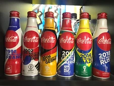 Japan COKE aluminum bottle 2018 FIFA WORLD CUP x6 TOP-SEALED set EMPTY less post