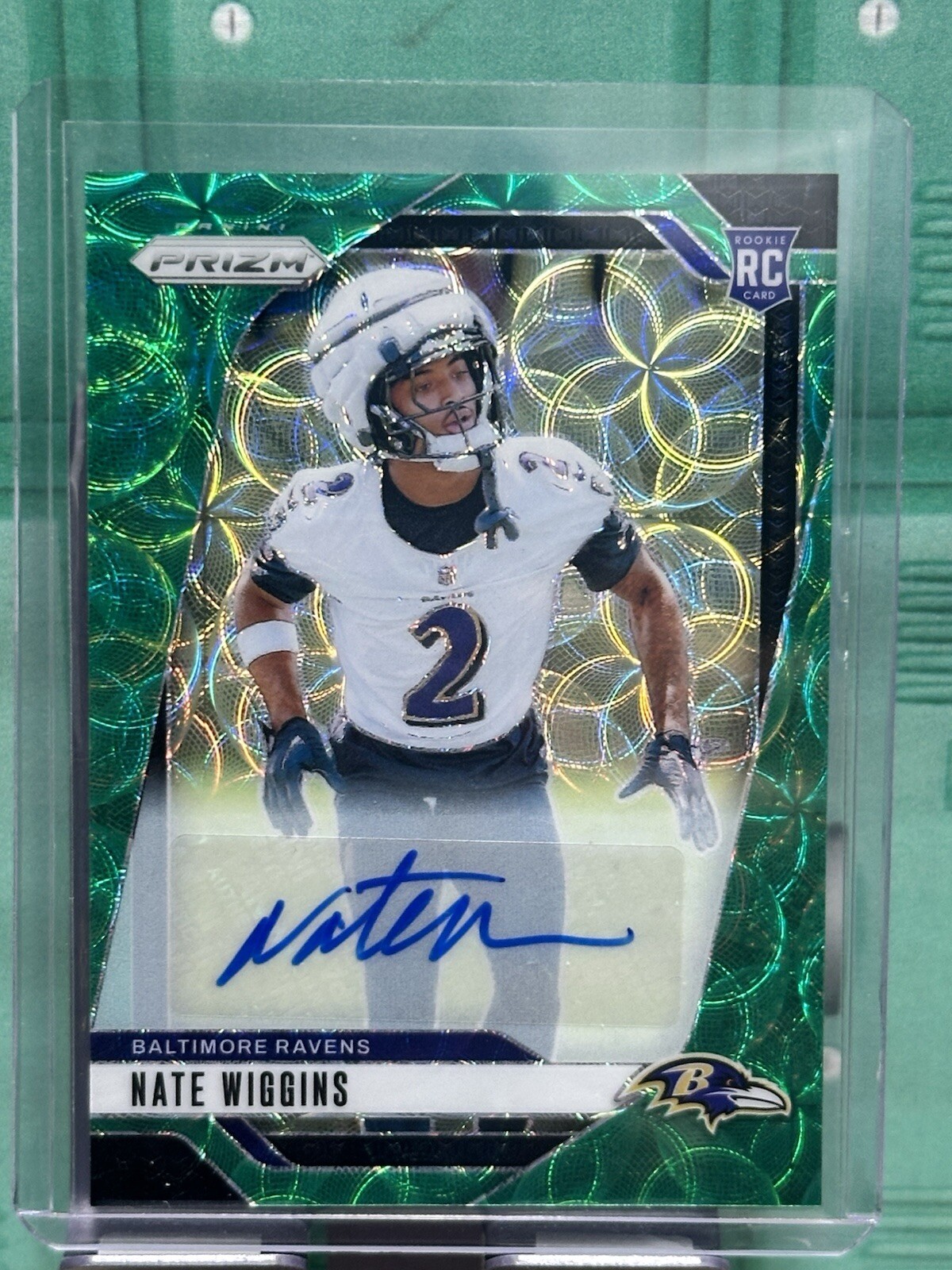2024 NFL PRIZM GREEN SCOPE NATE WIGGINS RC ROOKIE AUTO AUTOGRAPH 1/75 = eBay 1/1