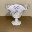 Vintage Westmoreland Hand-painted Pedestal Candy Bowl Flowers &  Bows