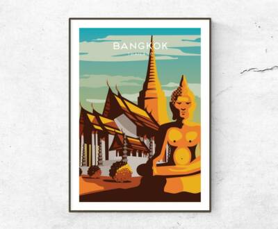 Bangkok Poster / Print / Visit Thailand / Collectable Travel Retro Home Decor