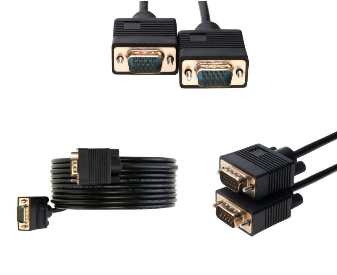 SVGA Male to Male M/M Computer Monitor Display Cable PC TV LCD HDTV ...