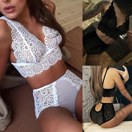 Mujeres Sexy Lencería Babydoll Prendas para dormir Sujetador de encaje Bragas Tanga Ropa interior Conjunto - Imagen 2 de 18